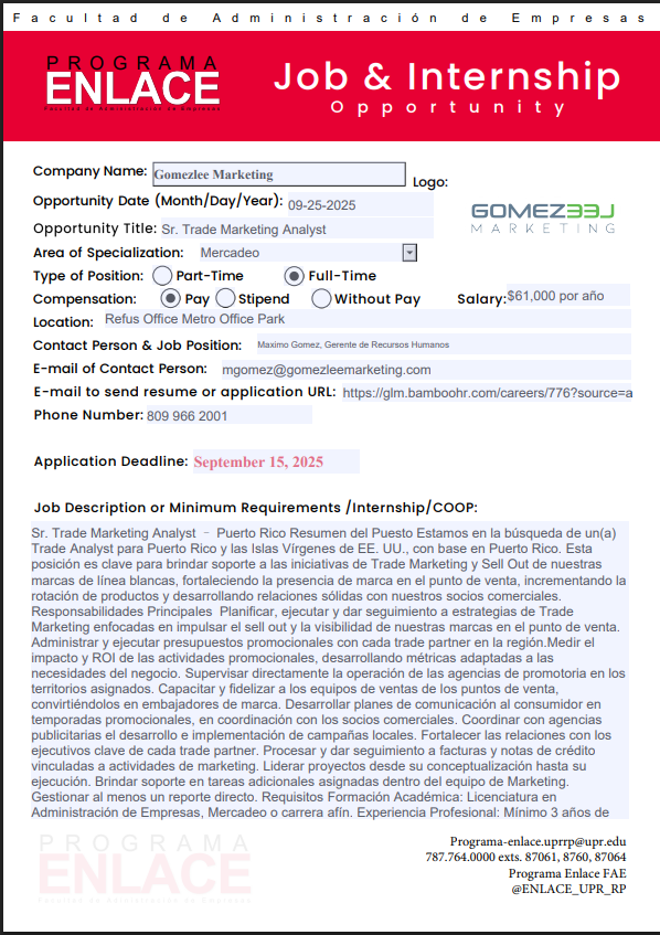 Gomezlee Marketing Jobs 2-sept-25
