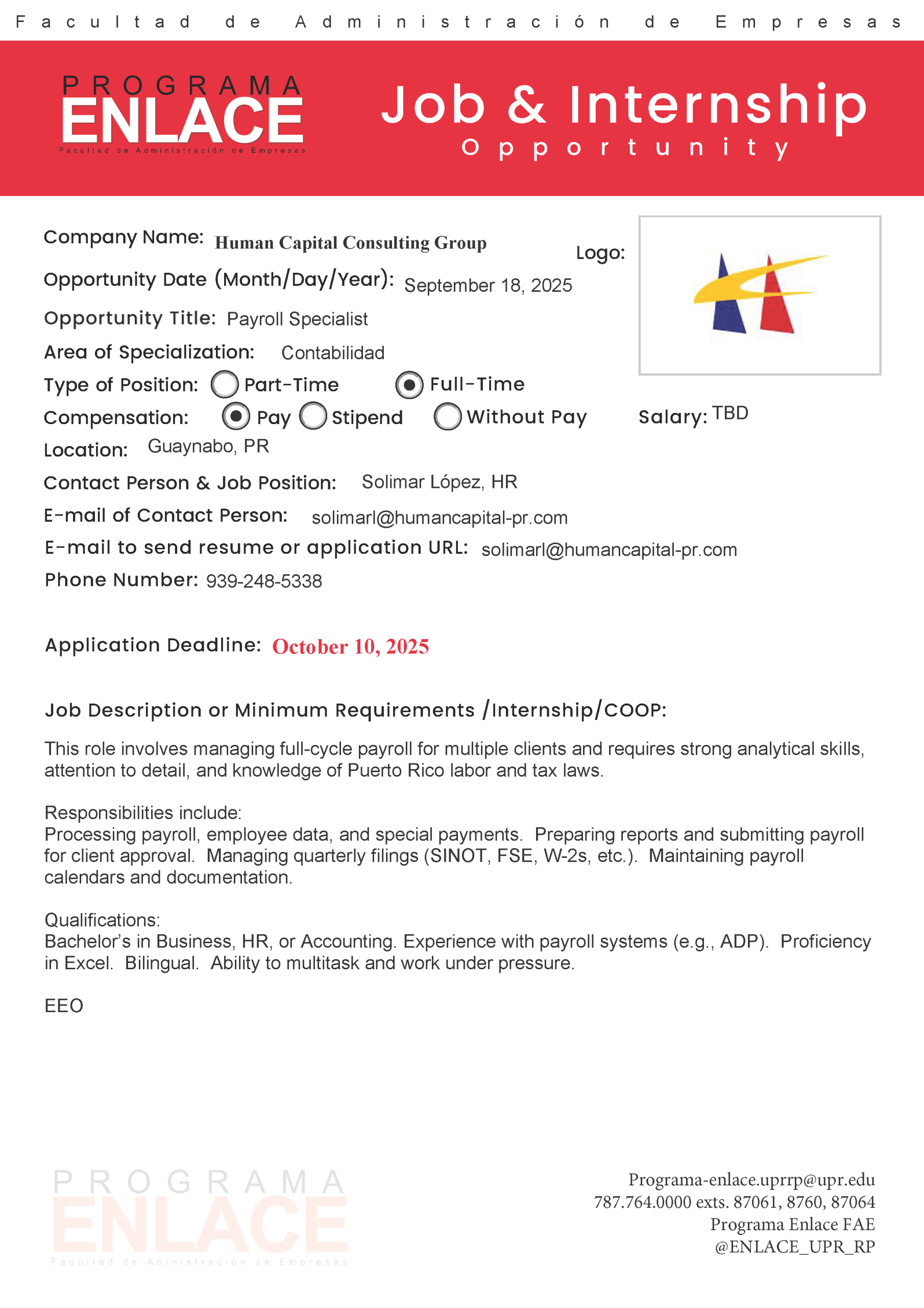 Human Capital PT job 18sep25