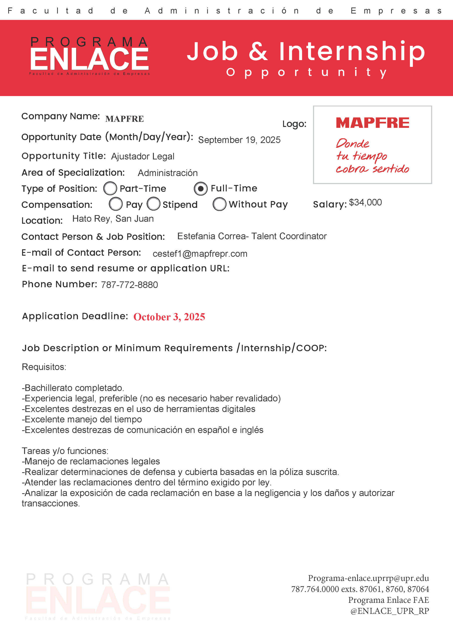 Mapfre PT job 19sep25