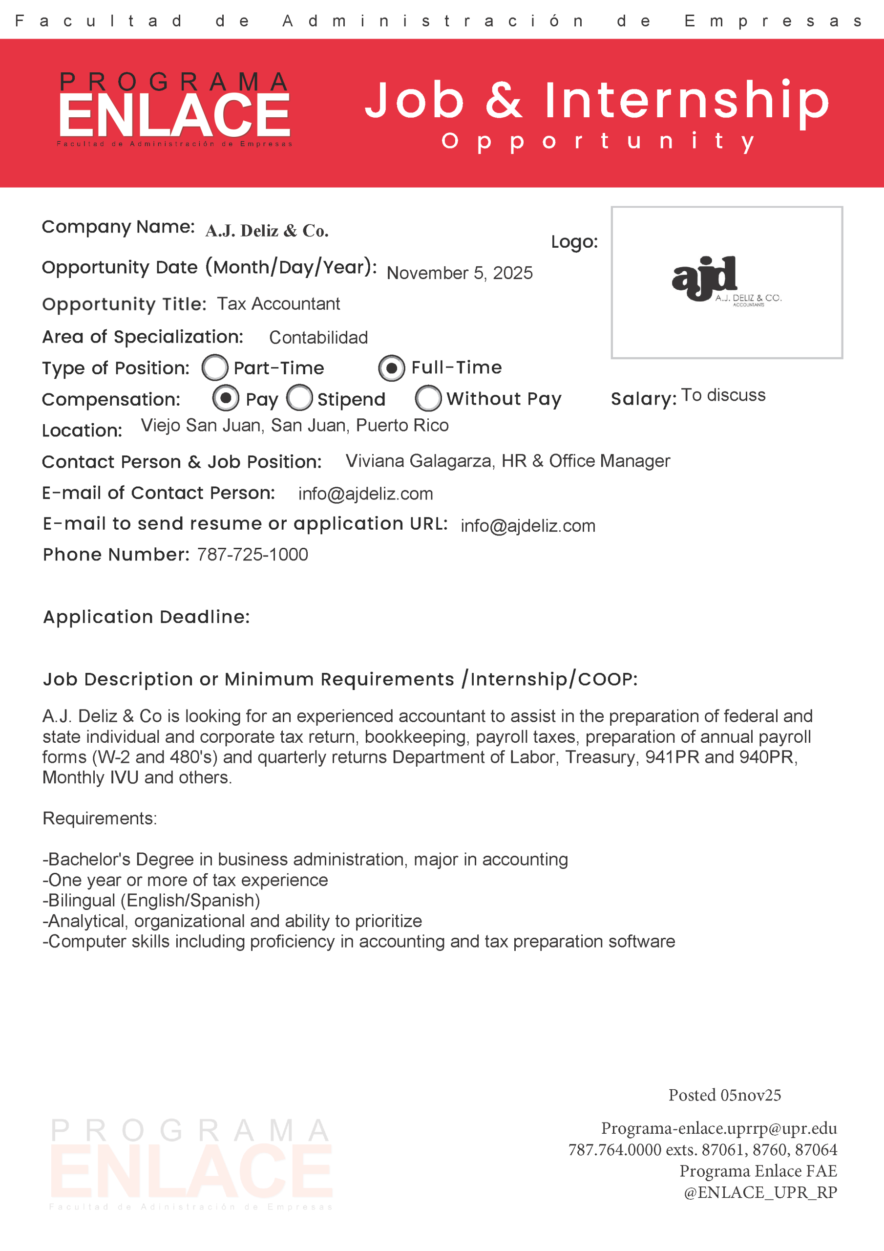 AJ Deliz FT job 05nov25