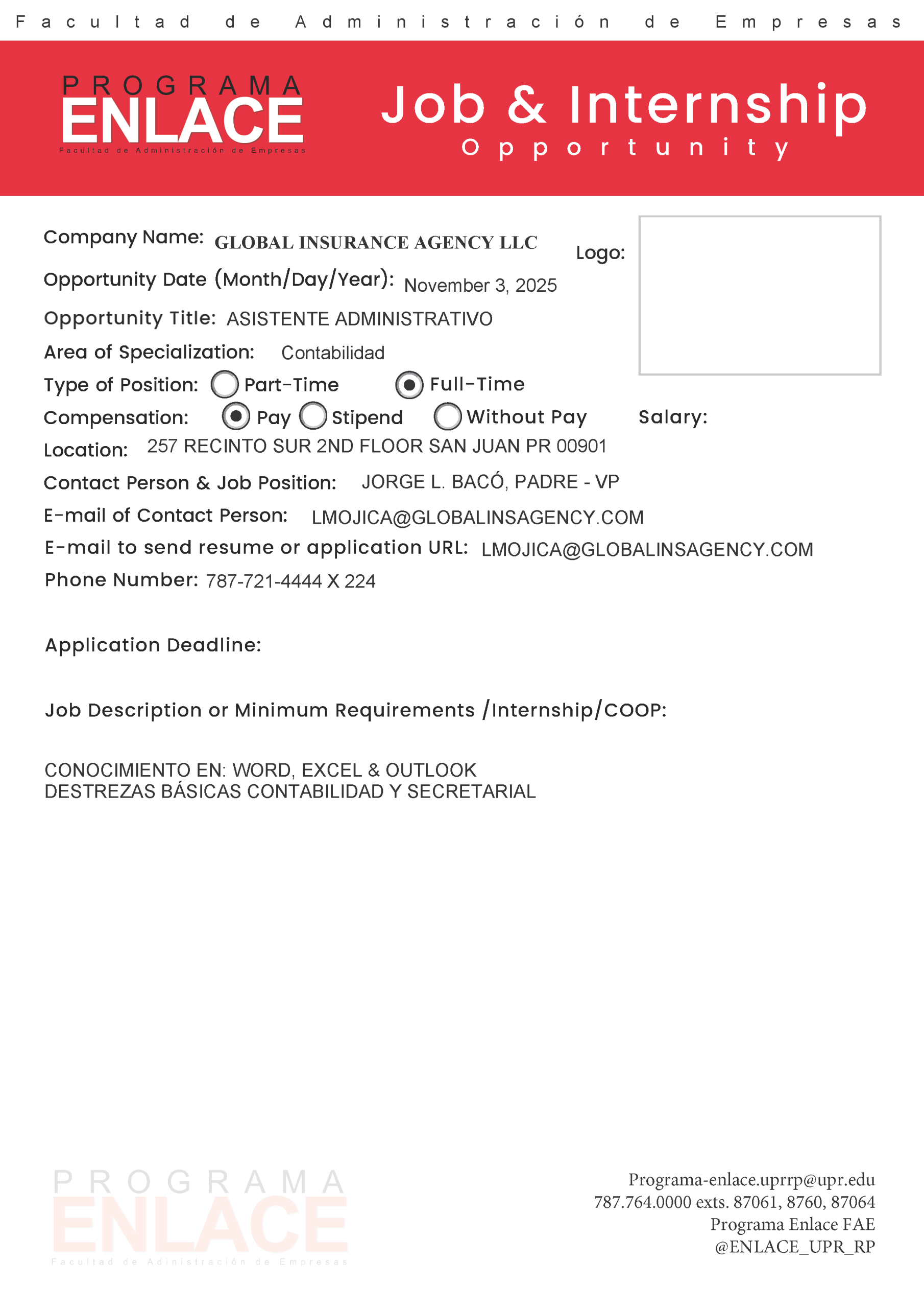 Global Insurance Ft job 03nov25