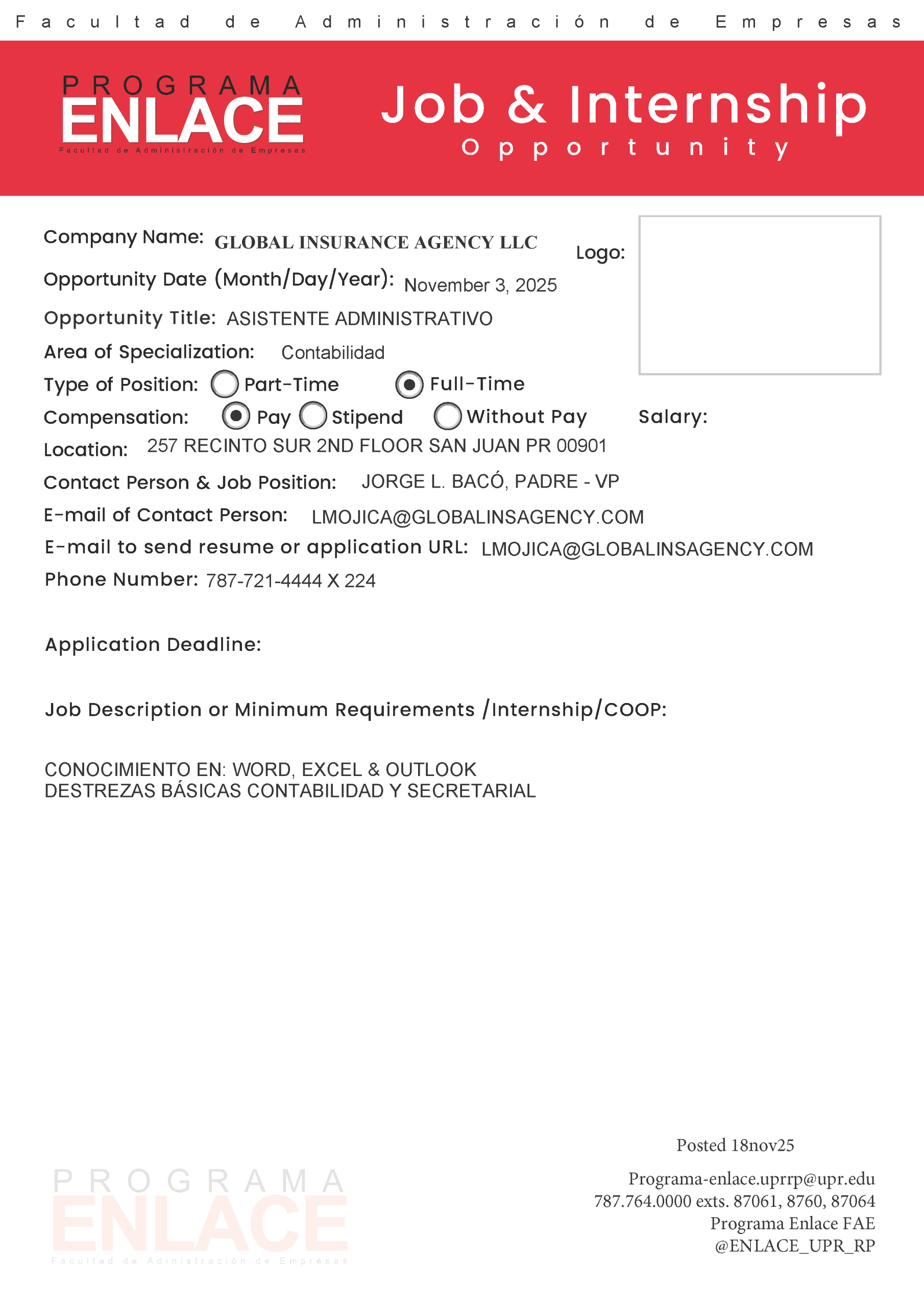 Global insurance FT job 18nov25