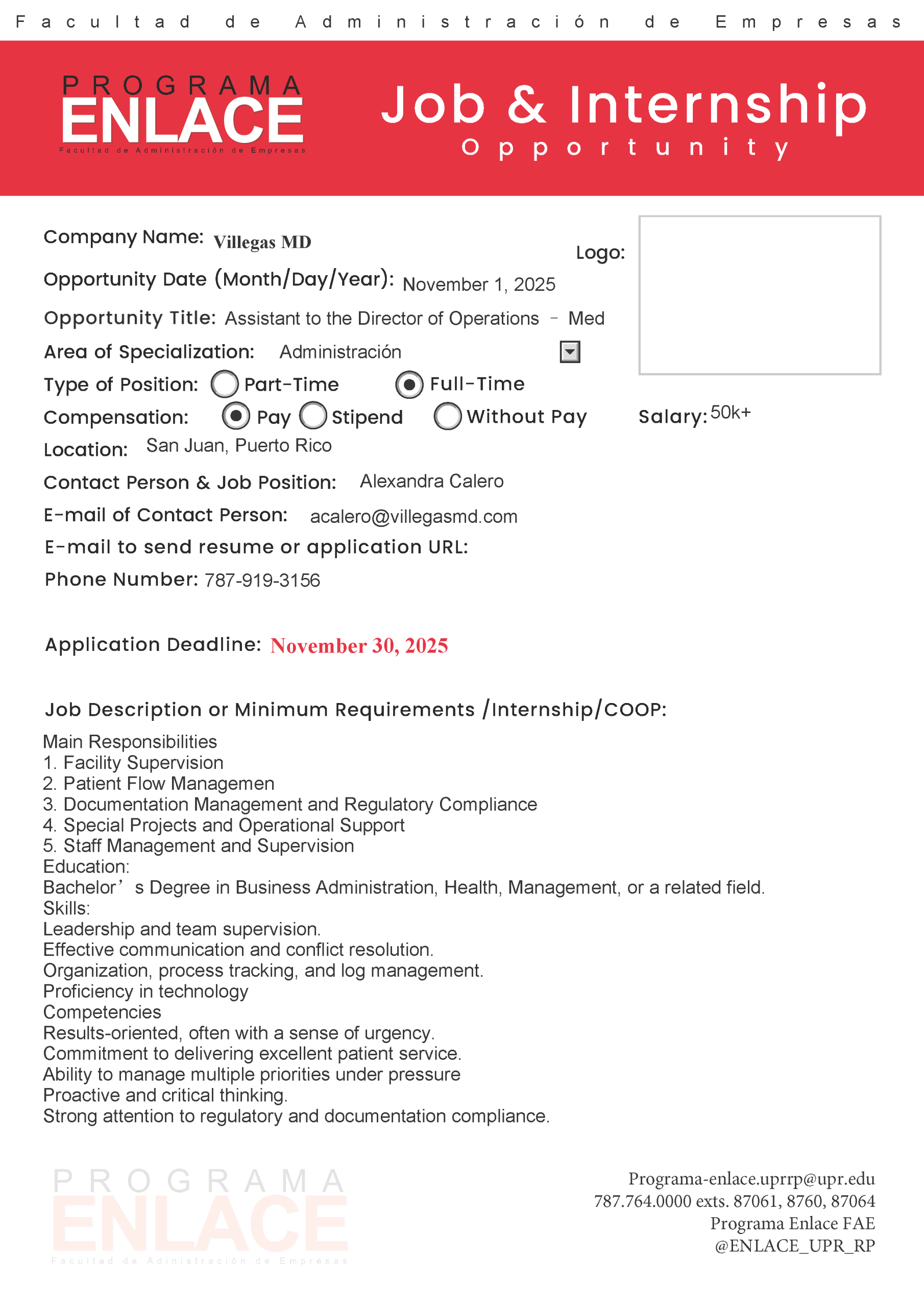 Villegas MD FT job 03nov25