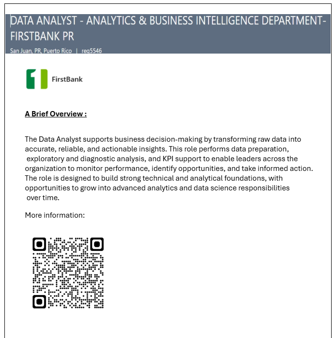 first bank data analyst